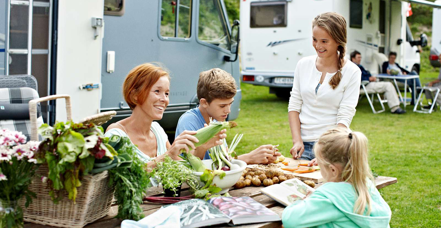 Familie på Camping